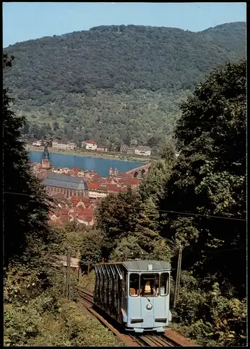 Ansichtskarte Heidelberg Bergbahn mit Stadt-Teilansicht 1970