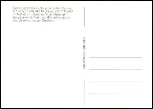 Dampflok Güterzuglokomotive der preußischen Gattung G7 erbaut 1906 2000