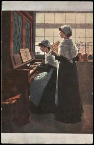 Künstlerkarte (Art) Künstler W. Firle: Jitřní píseň Chanson du matin 1913