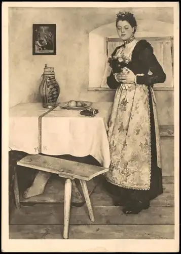 Künstlerkarte (Art) Künstler Sepp Hilz (Bad Aibling) Die Bauernbraut 1941