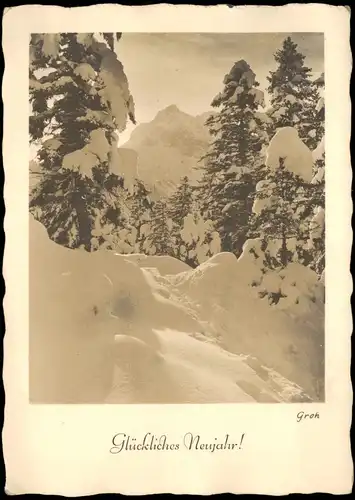 Neujahr Sylvester New Year Glückliches Neujahr Winter-Landschaft 1933