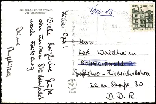 Ansichtskarte Freiburg im Breisgau Schwabentor 1965
