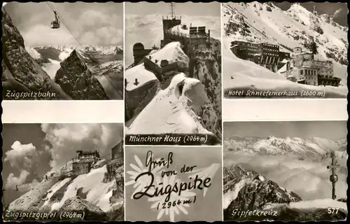 Grainau Zugspitze Wettersteingebirge Mehrbild-AK 5 Foto-Ansichten 1963