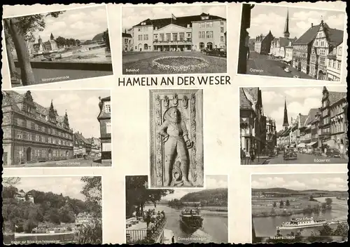 Hameln Mehrbild-AK mit Hochzeitshaus, Bahnhof, Dampferanleger uvm. 1962