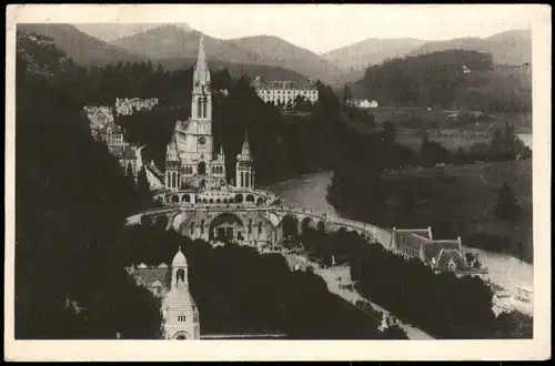 CPA Lourdes Lorda Blick zur Kirche Basilique 1931