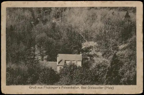 Gleisweiler-Edenkoben Panorama-Ansicht Gruß aus Flickinger's Felsenkeller 1920