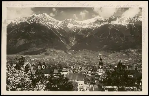 Ansichtskarte Innsbruck Ortspanorama mit Alpen Nordkette 1925