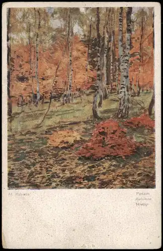 Künstlerkarte Kunst (Art) Künstler Al Kalveda Podzim Automne Herbst 1920