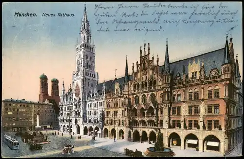Ansichtskarte München Rathaus am Marienplatz 1925