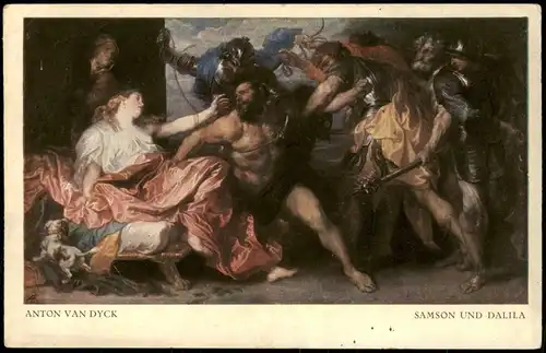 Künstlerkarte Kunstwerk Künstler ANTON VAN DYCK SAMSON UND DALILA 1910
