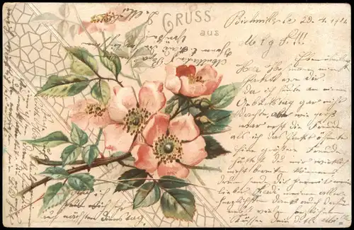 Ansichtskarte  Künstlerkarte Kunstwerk Blumen Gestaltung 1901