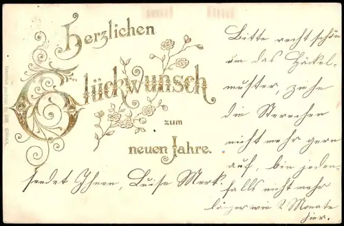 Ansichtskarte  Neujahr Sylvester New Year Glückwunsch 1901 mit Ankunftsstempel
