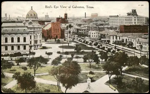 Galveston (Texas) Bird's Eye View of Galveston, Stadt-Ansicht 1909