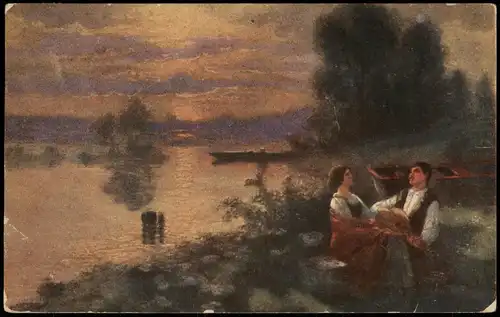 Künstlerkarte Gemälde (Art) Künstler Bělawski: Abendlied 1910