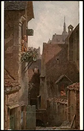 Künstlerkarte Gemälde (Art) Carl Spitzweg Ein Hypochonder 1920