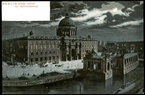 Ansichtskarte Berlin Königliches Schloss bei Mondschein 1900 Luna