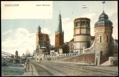 Ansichtskarte Düsseldorf Gebäude Ensemble Neues Rheinufer 1900