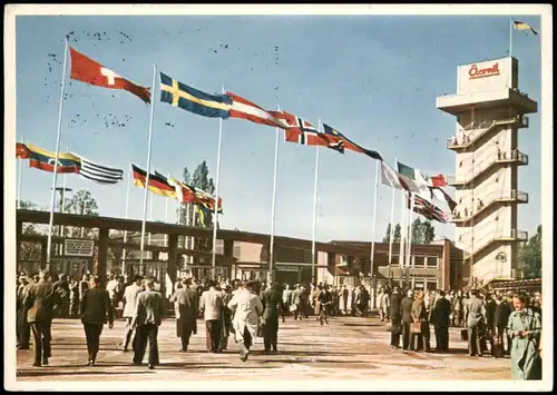 Ansichtskarte Hannover Messegelände Messe Freifläche belebt 1959