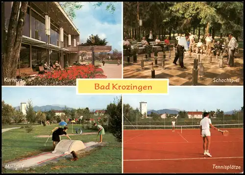 Bad Krozingen Mehrbildkarte 4 Ansichten u.a. Tennisplätze Schachspiel 1980