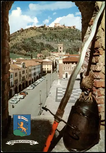 Cartoline Marostica Ortsansicht, Platz als großes Schachbrett 1980