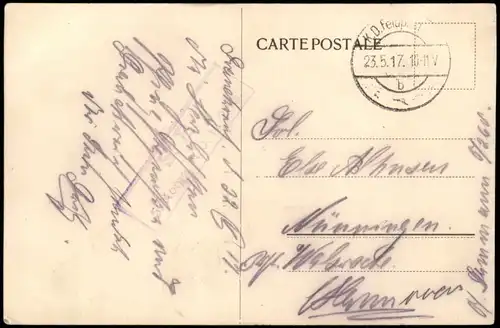 Stadtfestung Militär/Propaganda 1.WK Erster Weltkrieg 1917 gel. Feldpoststempel