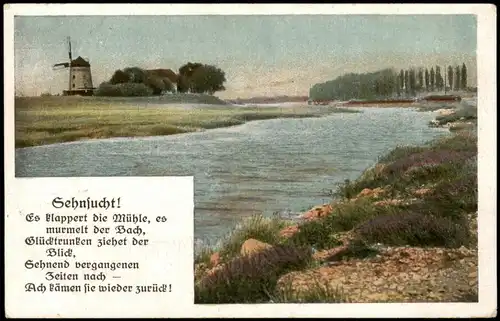 Ansichtskarte  Spruchkarten/Gedichte Windmühle Sehnsucht! 1918