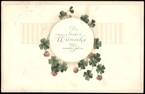 Ansichtskarte  Neujahr Sylvester New Year - Ornament, Kleeblätter 1915