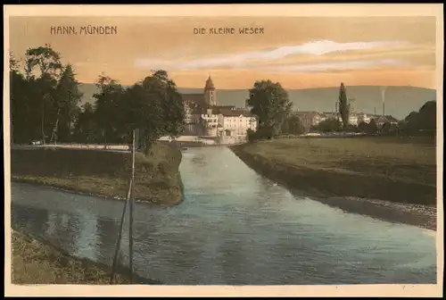 Ansichtskarte Hann. Münden Die kleine Weser 1922