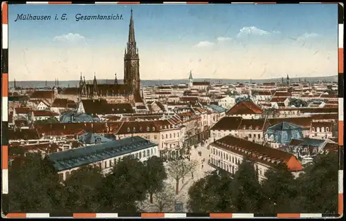 CPA Mülhausen Mulhouse Stadt, Straßenblick Patriotika 1917