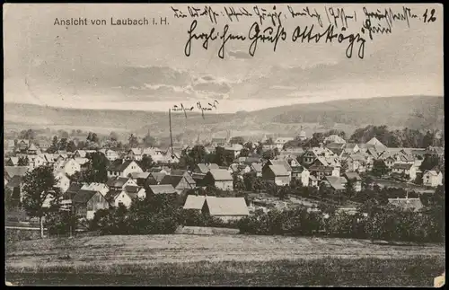 Ansichtskarte Laubach (Hessen) Blick über die Stadt 1928