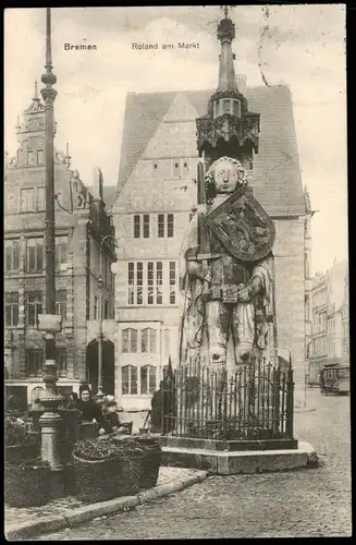 Ansichtskarte Bremen Roland am Markt 1916