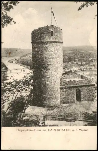 Ansichtskarte Bad Karlshafen Hugenottenturm 1921