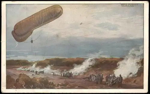 Ansichtskarte  Artillerie Fesselballon WK1 Militaria 1917