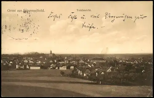 Ansichtskarte Langenselbold Totalansicht 1913  gel. Bahnpost