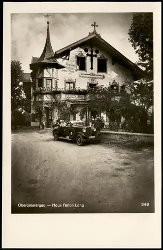 Ansichtskarte Oberammergau Haus Anton Lang, Auto - Pension Daheim 1932