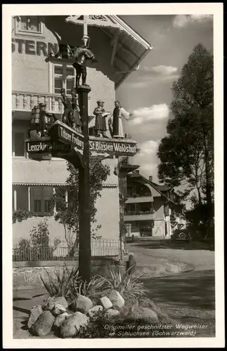 Ansichtskarte Schluchsee Origineller geschnitzter Wegweiser 1930