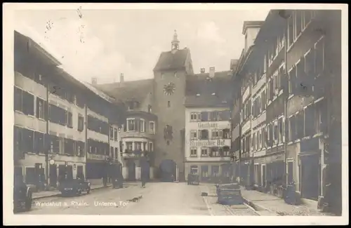 Waldshut Tiengen Unteres Tor, Straßenpartie - Gasthaus Rheinischer Hof 1929