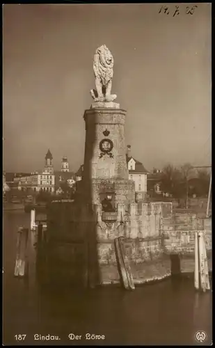 Ansichtskarte Lindau (Bodensee) Der Löwe, Hafen 1925