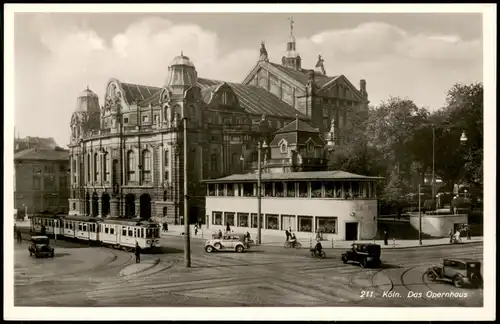 Ansichtskarte Köln Opernhaus, Straßenbahn - Restaurant 1931