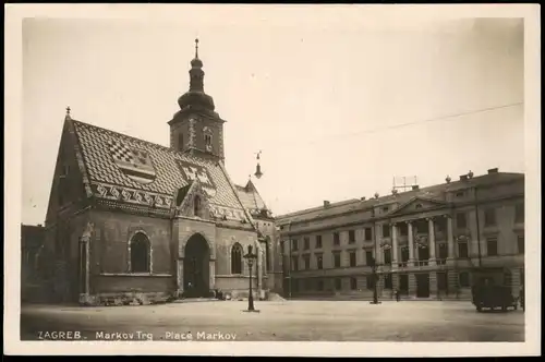 Postcard Zagreb Markov Trg Place Markov 1930