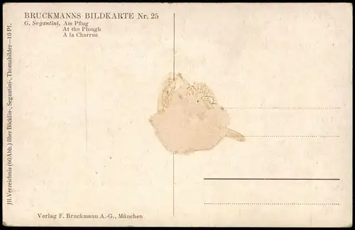 Ansichtskarte  Künstlerkarte (Art) Künstler G. Segantini, Am Pflug 1920