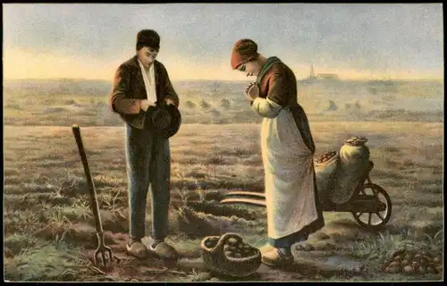 Ansichtskarte  Das Abendläuten - J. F. Millet 1919