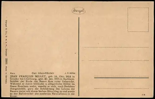 Ansichtskarte  Das Abendläuten - J. F. Millet 1919