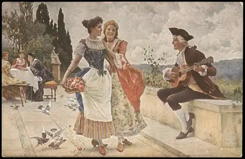 Künstlerkarte (Art Kunstwerk) Künstler F. Andreotti Ein keckes Lied 1920
