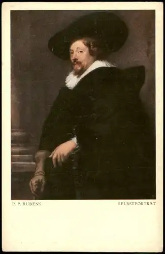 Künstlerkarte (Art Kunstwerk) Maler P. P. RUBENS SELBSTPORTRÄT 1910
