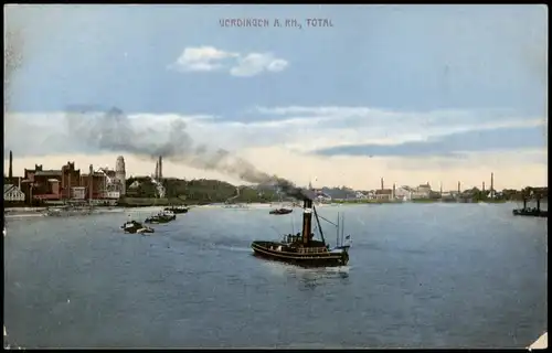 Ansichtskarte Uerdingen-Krefeld Crefeld Stadt, Hafen Fabriken 1916  g Feldpost
