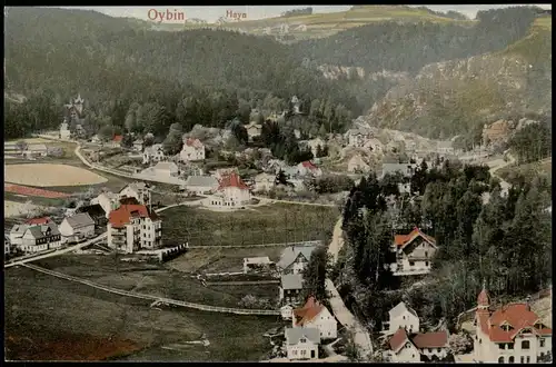 Ansichtskarte Hain-Oybin Stadtpartie - colorierte AK 1909