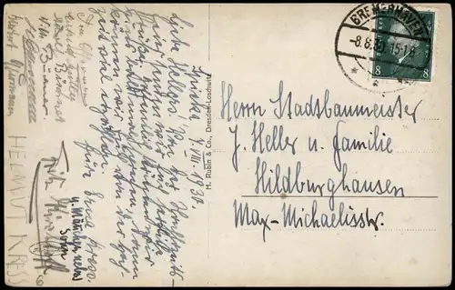 Ansichtskarte Cuxhaven Stadtpromenade bei Sturmflut 1930