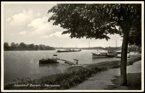 Ansichtskarte Benrath-Düsseldorf Rheinpartie, Dampfer - Fabrikanlagen 19141