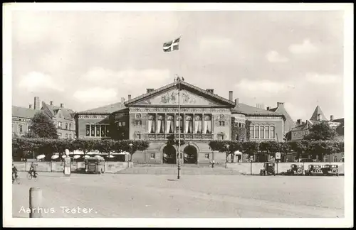 Postcard Aarhus Teater, Bus und Autos 1928